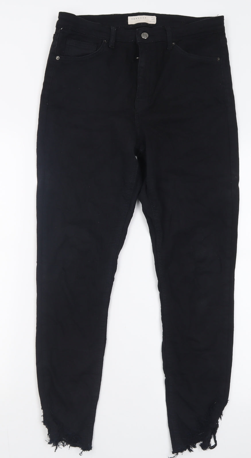 Topshop Womens Black  Cotton Skinny Jeans Size 32 L32 in Regular Button