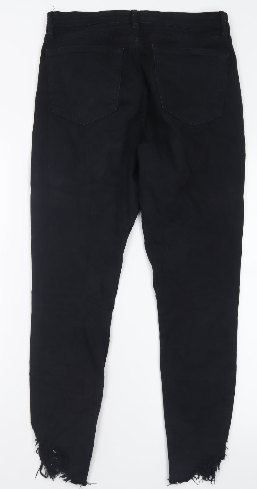 Topshop Womens Black  Cotton Skinny Jeans Size 32 L32 in Regular Button