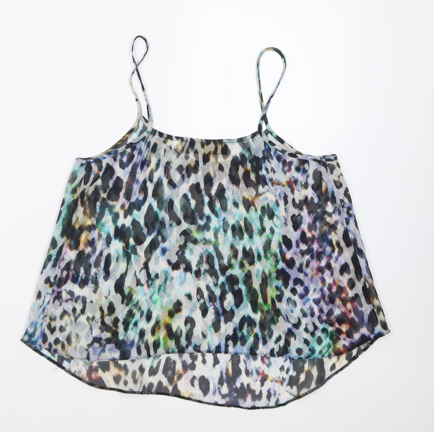 Topshop Womens Multicoloured Animal Print Polyester Basic Tank Size 8 Scoop Neck