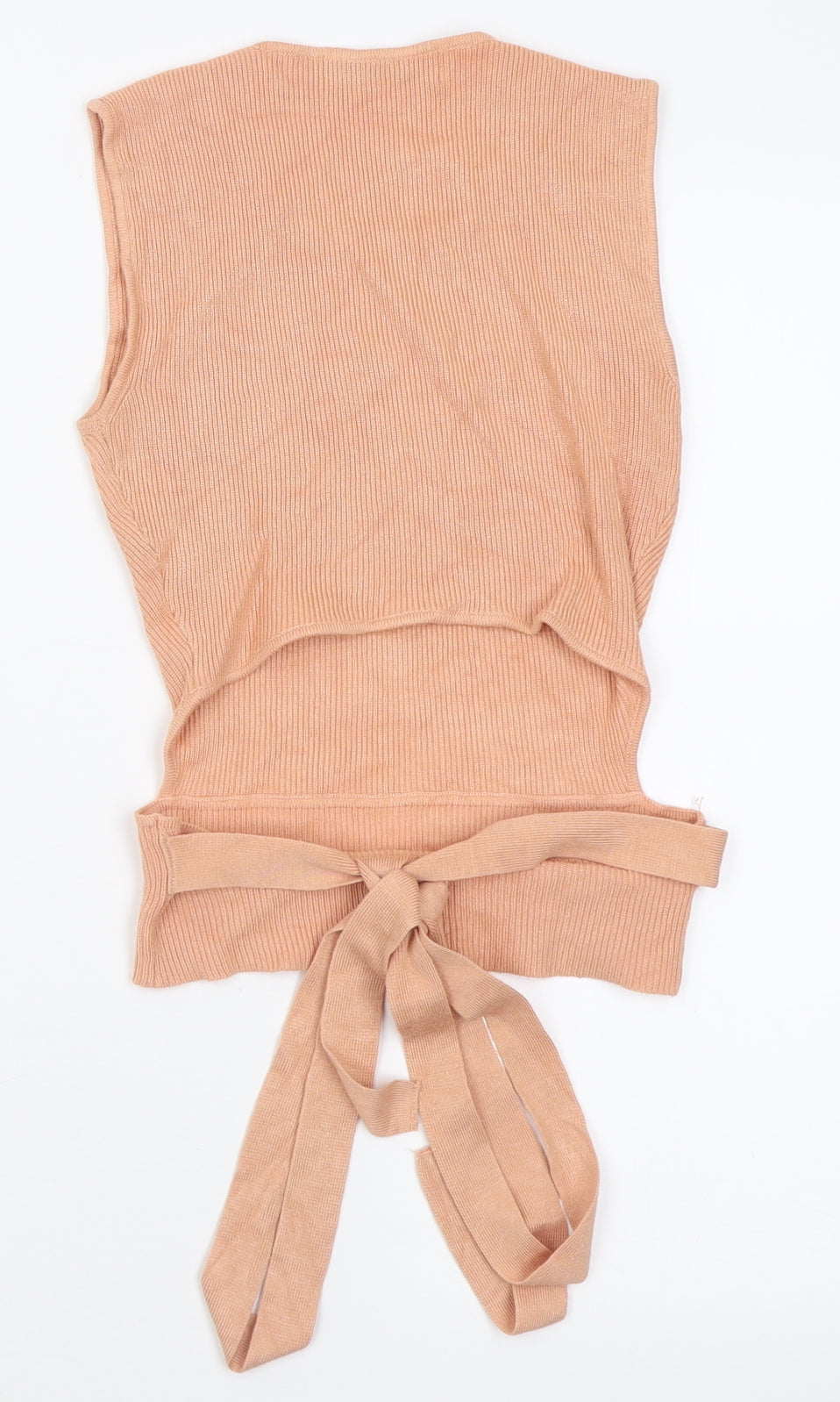 Zara Womens Orange  Viscose Cropped Tank Size S Crew Neck