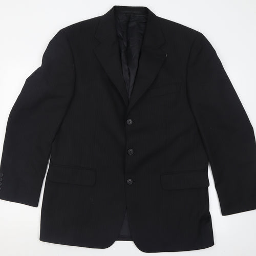 Baumer Mens Black  Polyester Jacket Blazer Size 36
