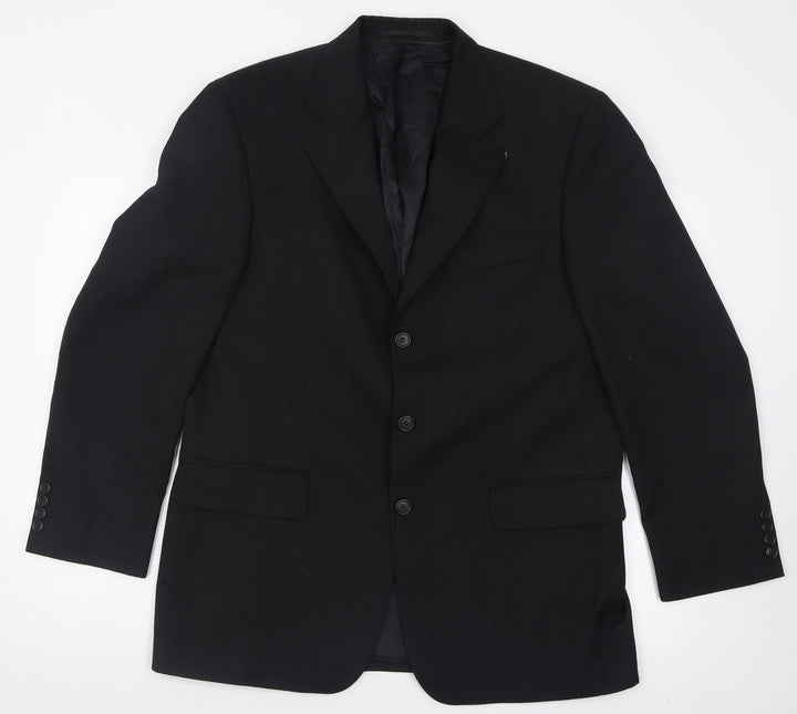 Baumer Mens Black  Polyester Jacket Blazer Size 36