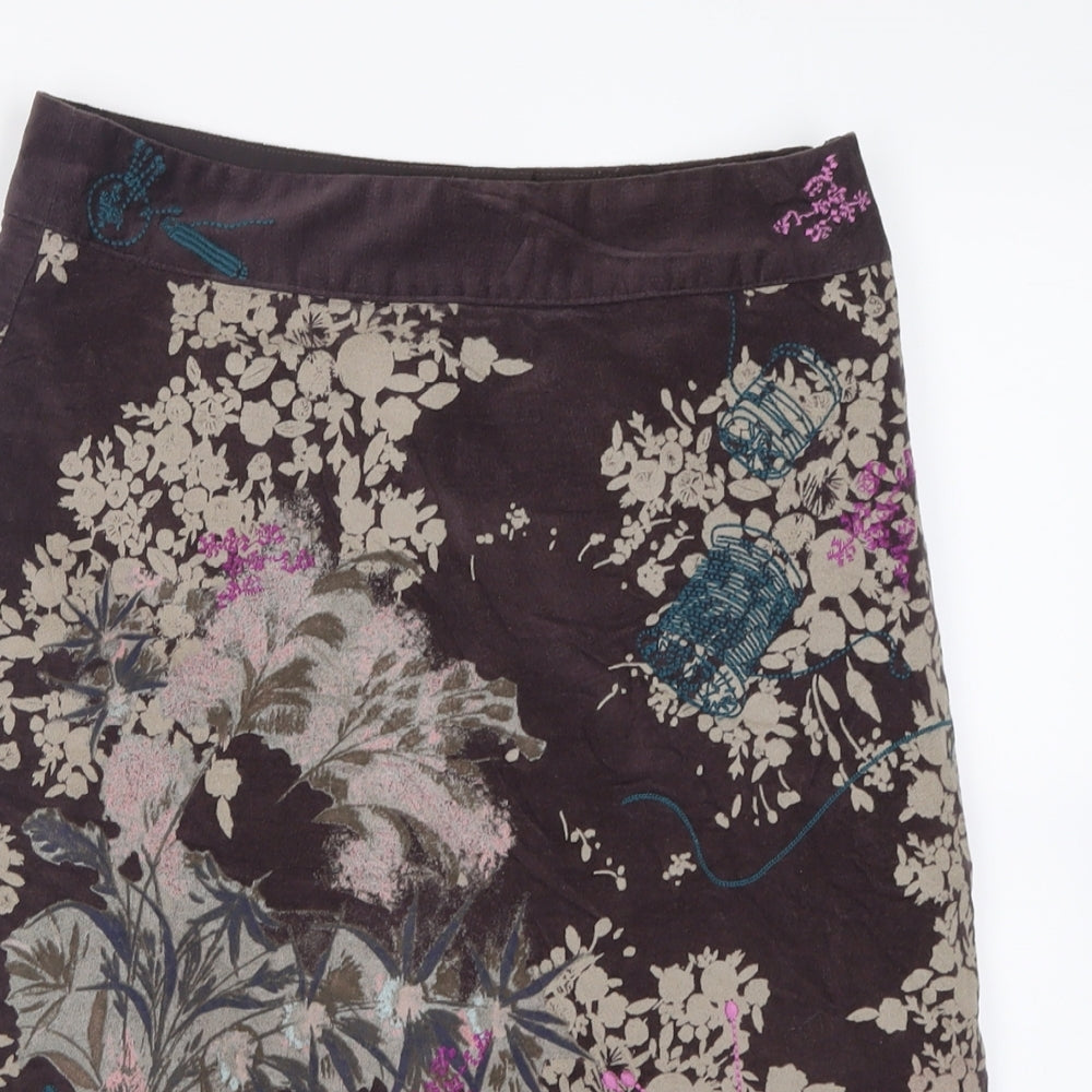 White Stuff Womens Multicoloured Geometric Cotton A-Line Skirt Size 8   Zip