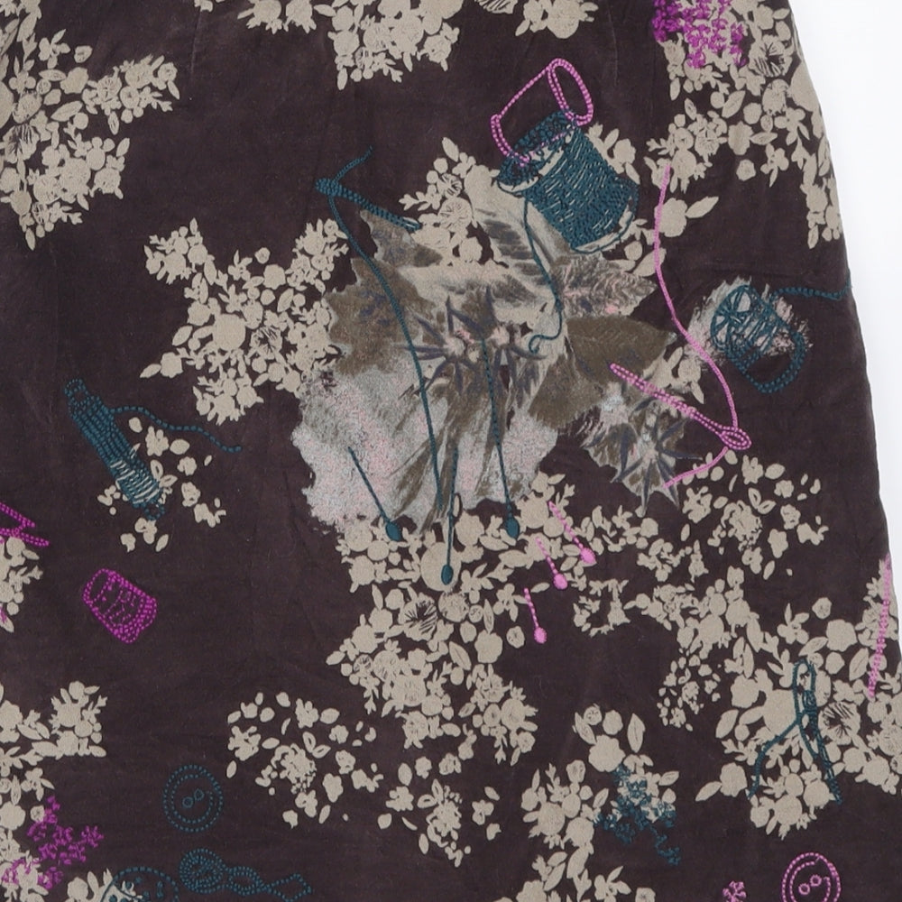 White Stuff Womens Multicoloured Geometric Cotton A-Line Skirt Size 8   Zip