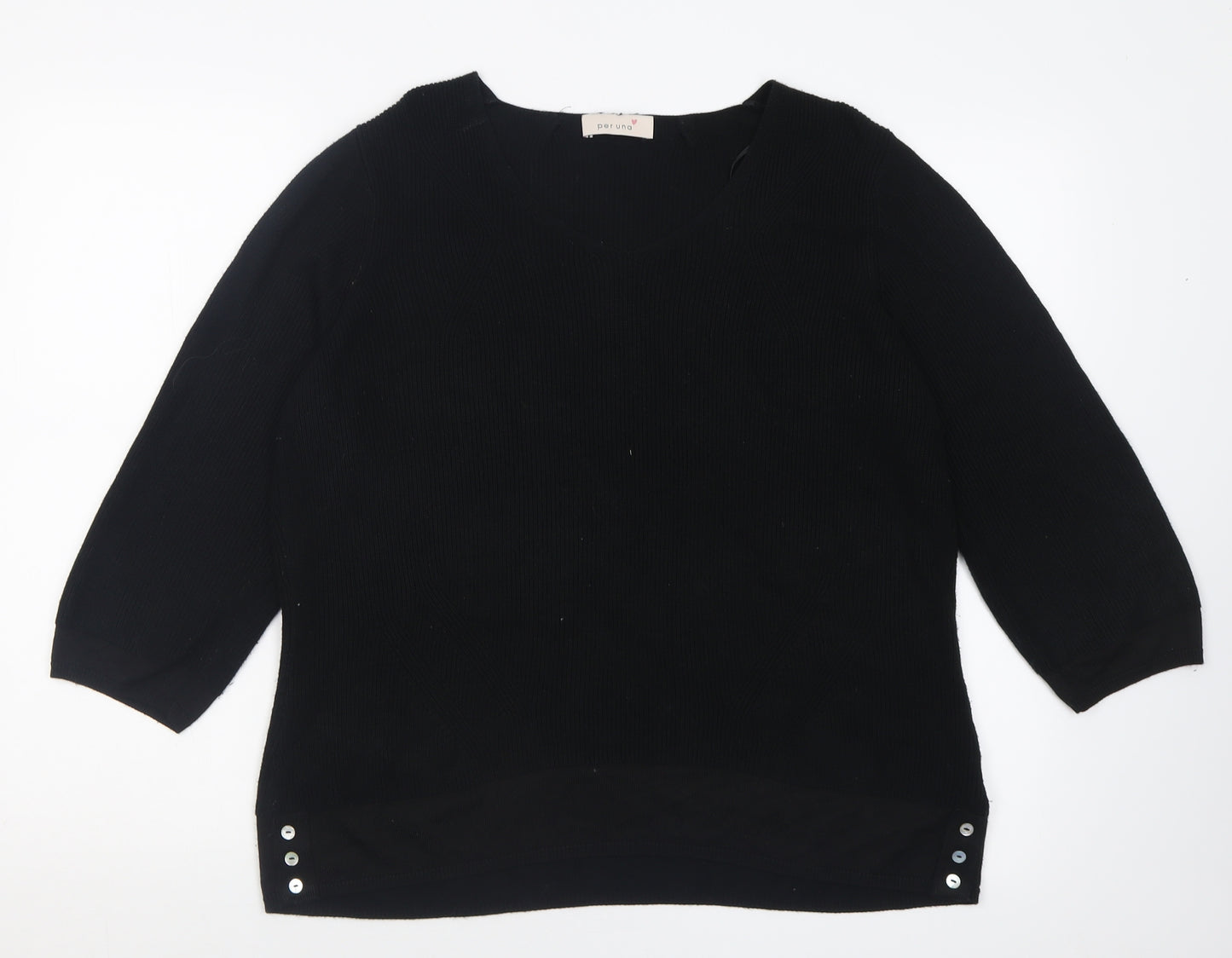 Per Una Womens Black V-Neck  Viscose Pullover Jumper Size 16