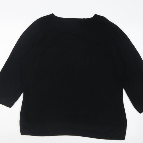 Per Una Womens Black V-Neck  Viscose Pullover Jumper Size 16