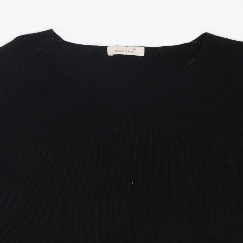Per Una Womens Black V-Neck  Viscose Pullover Jumper Size 16