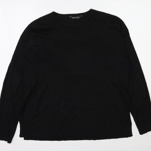 Select Womens Black Round Neck  Acrylic Pullover Jumper Size XL