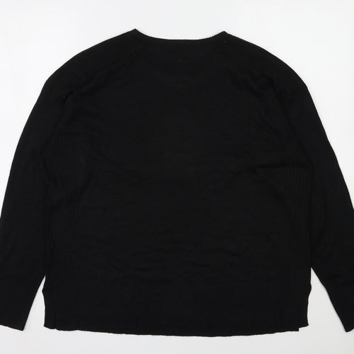 Select Womens Black Round Neck  Acrylic Pullover Jumper Size XL