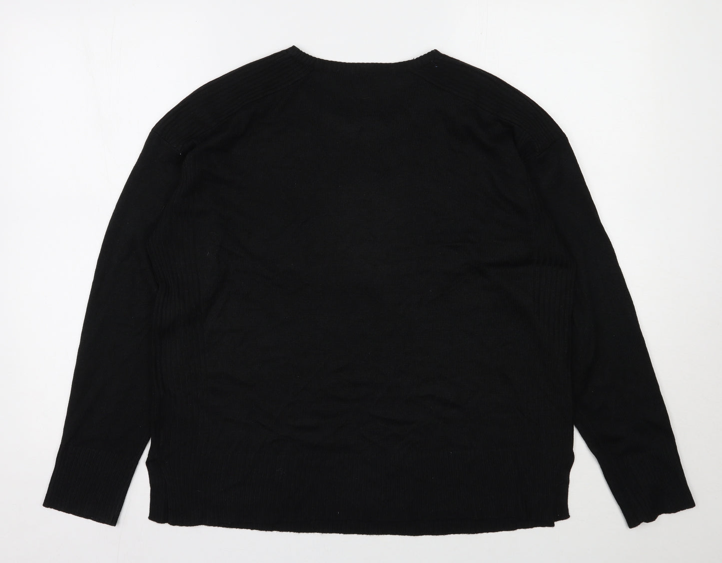 Select Womens Black Round Neck  Acrylic Pullover Jumper Size XL