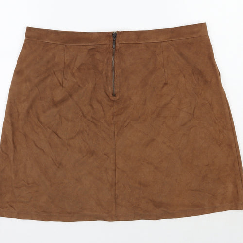 Yns Tekstil Womens Brown  Polyester A-Line Skirt Size 32 in   Zip