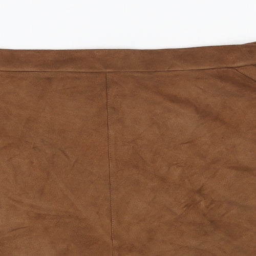 Yns Tekstil Womens Brown  Polyester A-Line Skirt Size 32 in   Zip