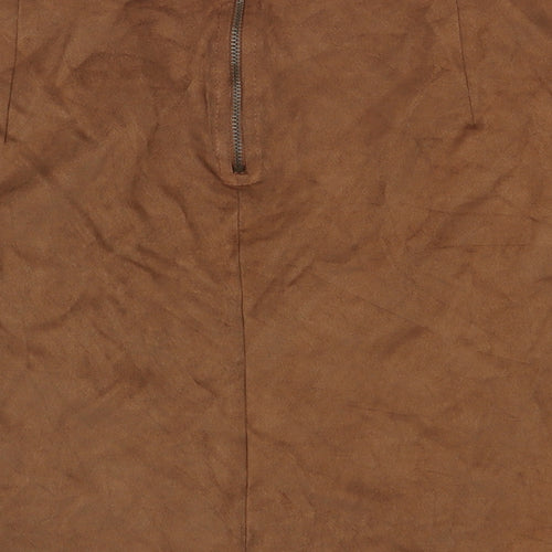 Yns Tekstil Womens Brown  Polyester A-Line Skirt Size 32 in   Zip
