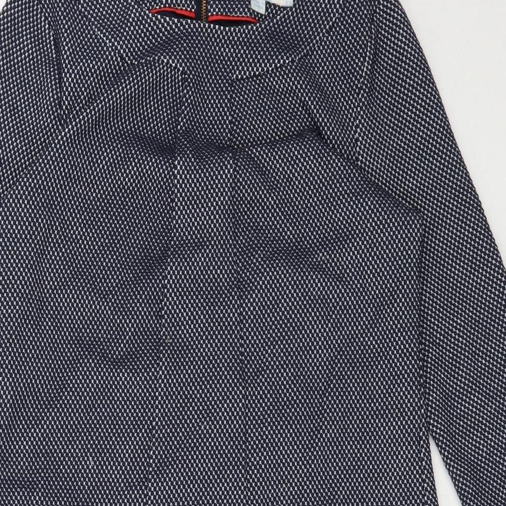 Boden Womens Blue Geometric Cotton Shift  Size 12  Round Neck Zip