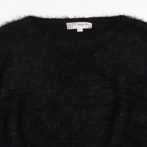 Vouley Vous Womens Black Round Neck  Acrylic Pullover Jumper Size M