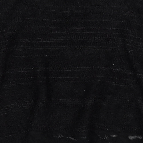 Vouley Vous Womens Black Round Neck  Acrylic Pullover Jumper Size M