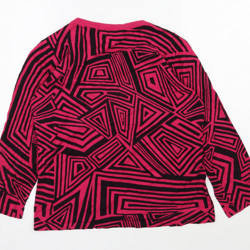 CC Womens Pink Scoop Neck Geometric Cotton Cardigan Jumper Size M