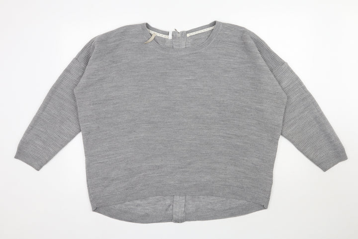Anthology Womens Grey Scoop Neck Acrylic Pullover Jumper Size 20