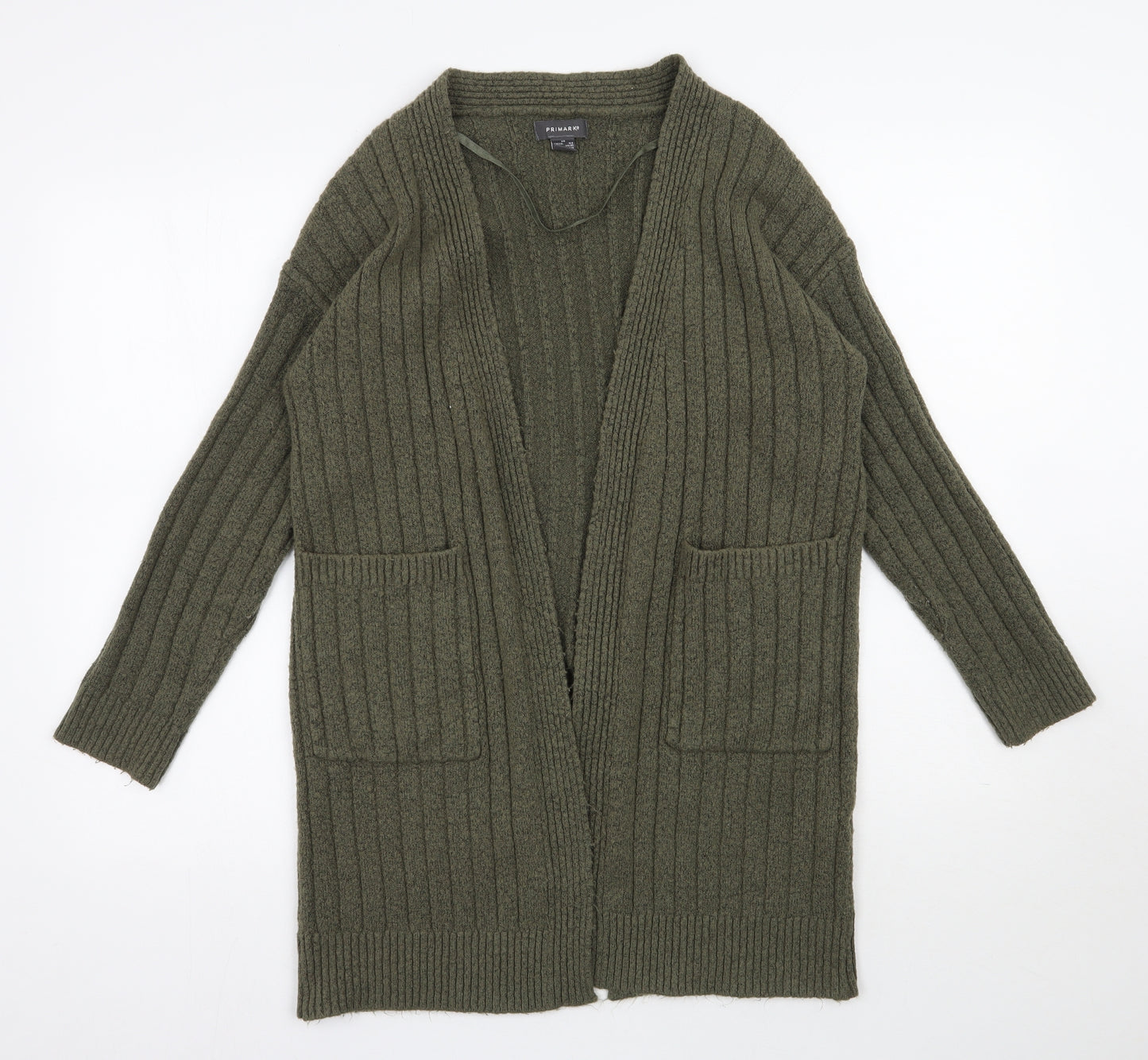Primark Womens Green V-Neck  Acrylic Cardigan Jumper Size 6