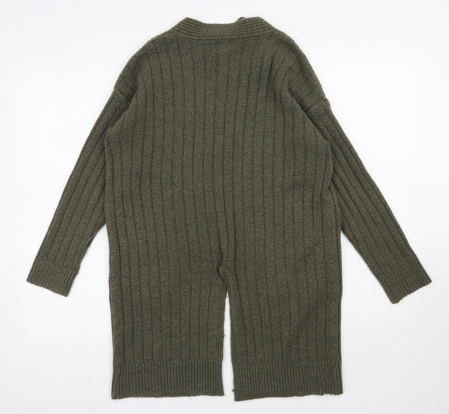 Primark Womens Green V-Neck  Acrylic Cardigan Jumper Size 6