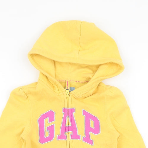 Gap Girls Yellow  Cotton Full Zip Hoodie Size 4 Years  Zip