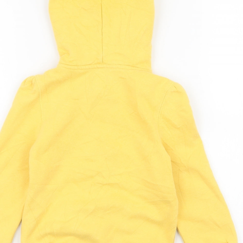 Gap Girls Yellow  Cotton Full Zip Hoodie Size 4 Years  Zip