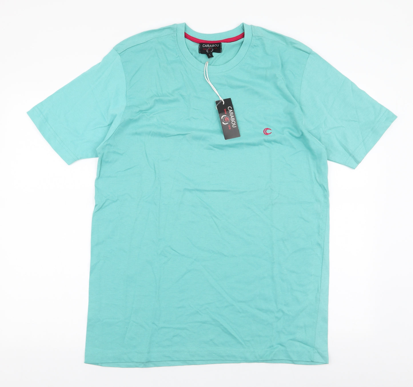 Carabou Mens Blue  Cotton  T-Shirt Size L Round Neck