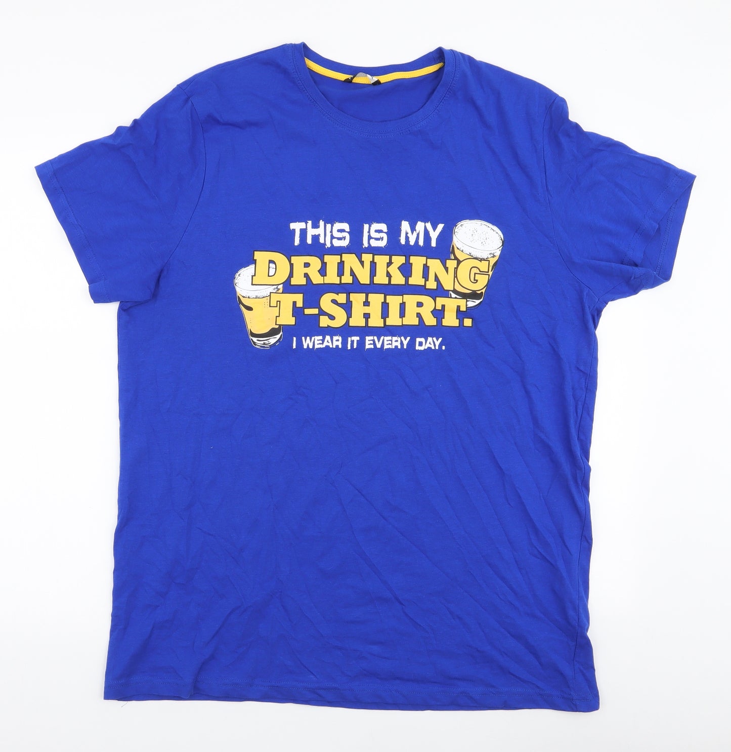 Pep & Co Mens Blue  Cotton  T-Shirt Size XL Round Neck  - Beer