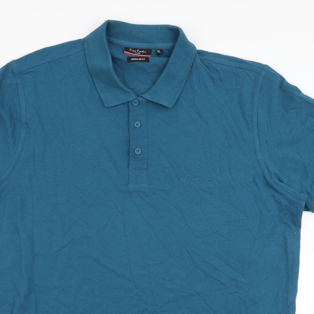 Pierre Cardin Mens Blue  100% Cotton  Polo Size XL Collared Button