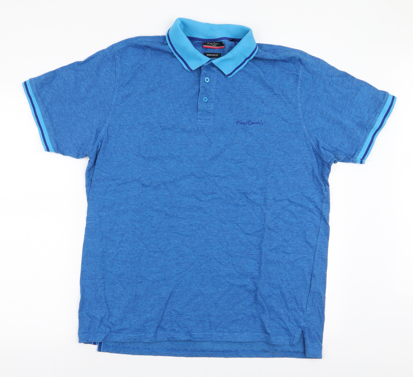 Pierre Cardin Mens Blue  100% Cotton  Polo Size XL Collared Button
