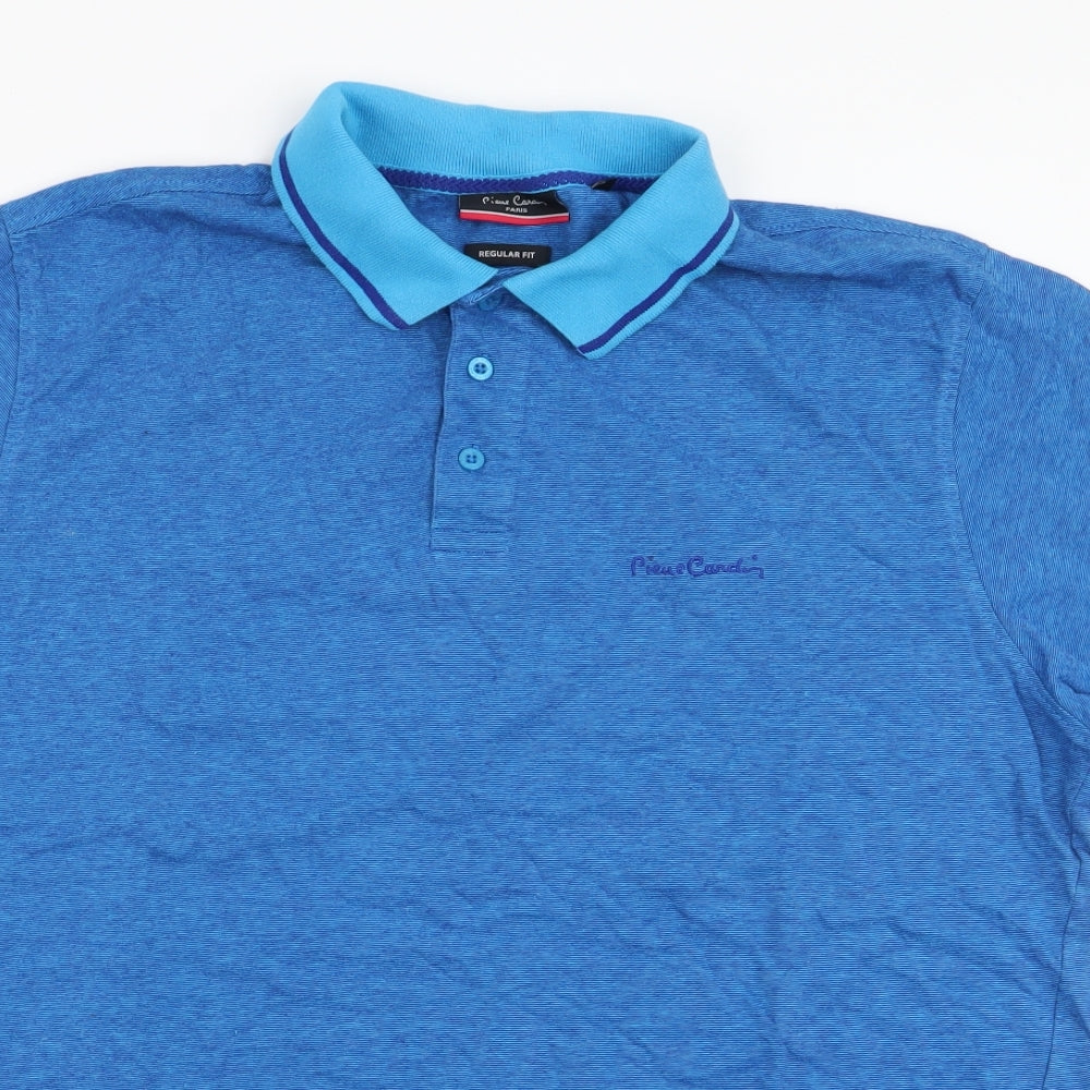 Pierre Cardin Mens Blue  100% Cotton  Polo Size XL Collared Button
