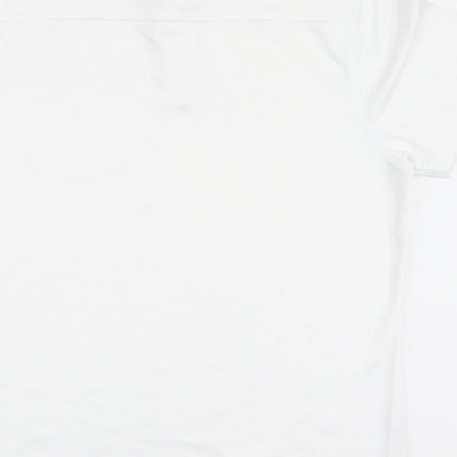 Carabou Mens White  Polyester  Polo Size XL Collared Button