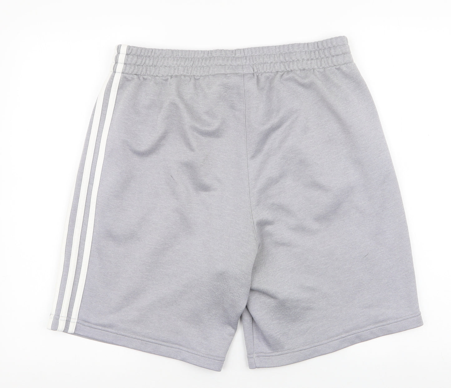 adidas Mens Grey Striped Polyester Sweat Shorts Size L L7 in Regular Drawstring