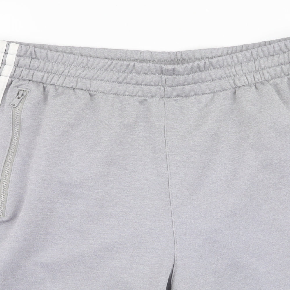 adidas Mens Grey Striped Polyester Sweat Shorts Size L L7 in Regular Drawstring