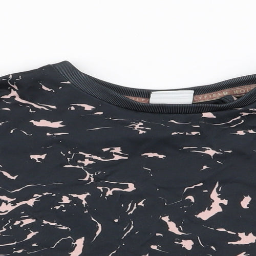 Holyfield Girls Black  Polyester Cropped T-Shirt Size XS Round Neck Pullover - Activewear top