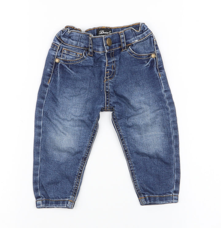 Denim Co Boys Blue Cotton Cargo Jeans Size 6-9 Months Button