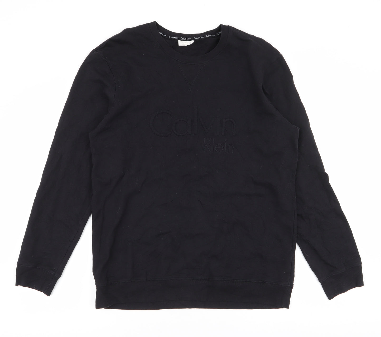 Calvin Klein Mens Black  Cotton Pullover Sweatshirt Size L