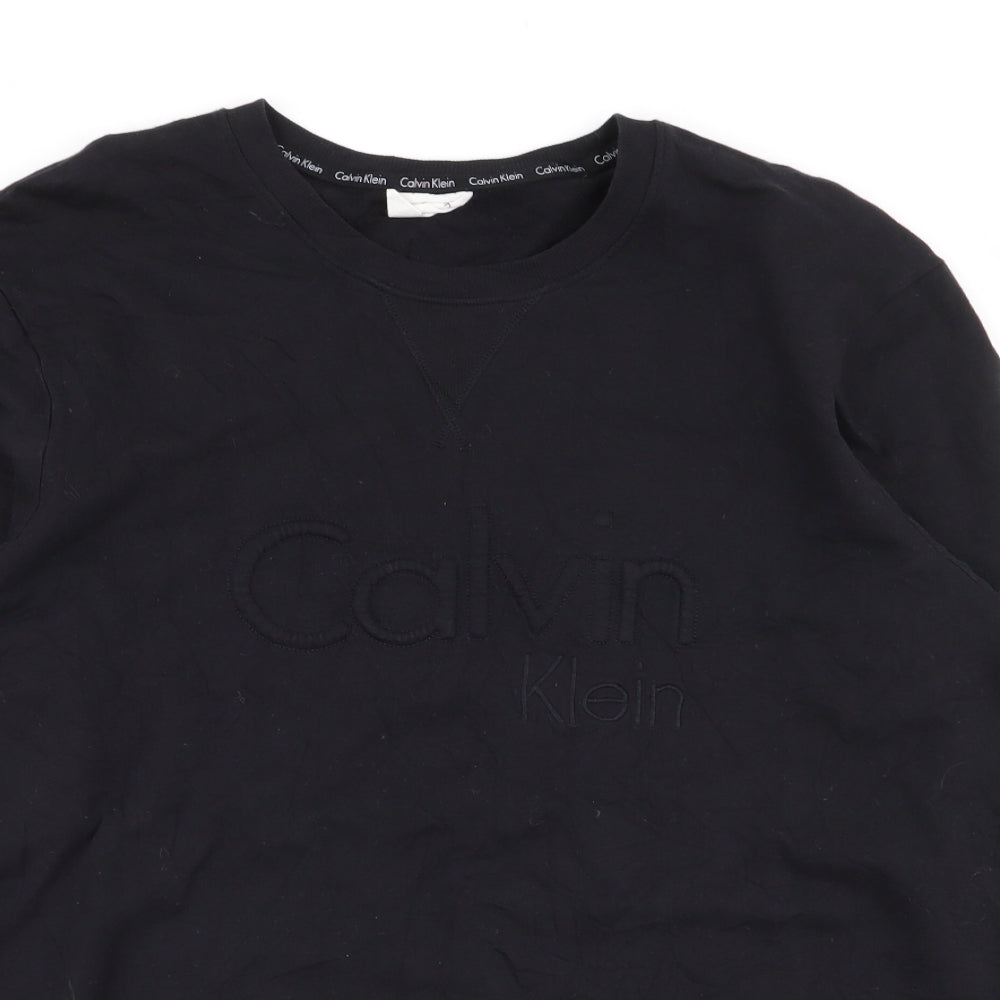 Calvin Klein Mens Black  Cotton Pullover Sweatshirt Size L