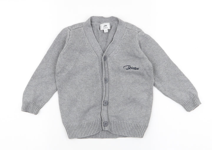 Pointer Boys Grey V-Neck Polyester Cardigan Jumper Size 2 Years Button