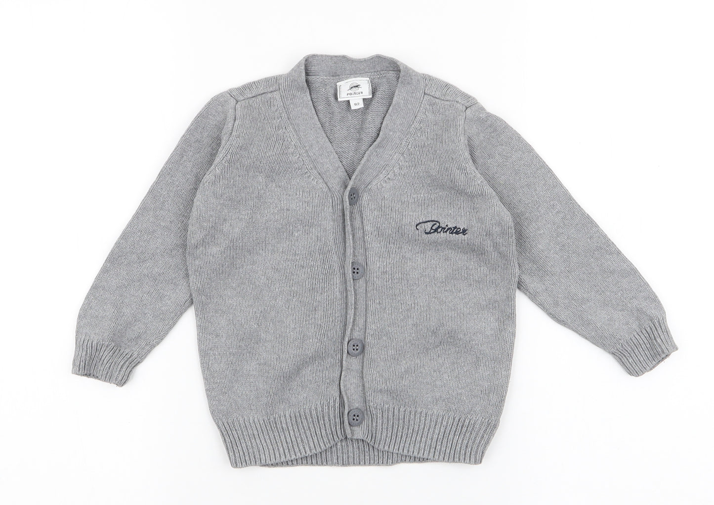 Pointer Boys Grey V-Neck  Polyester Cardigan Jumper Size 2 Years  Button