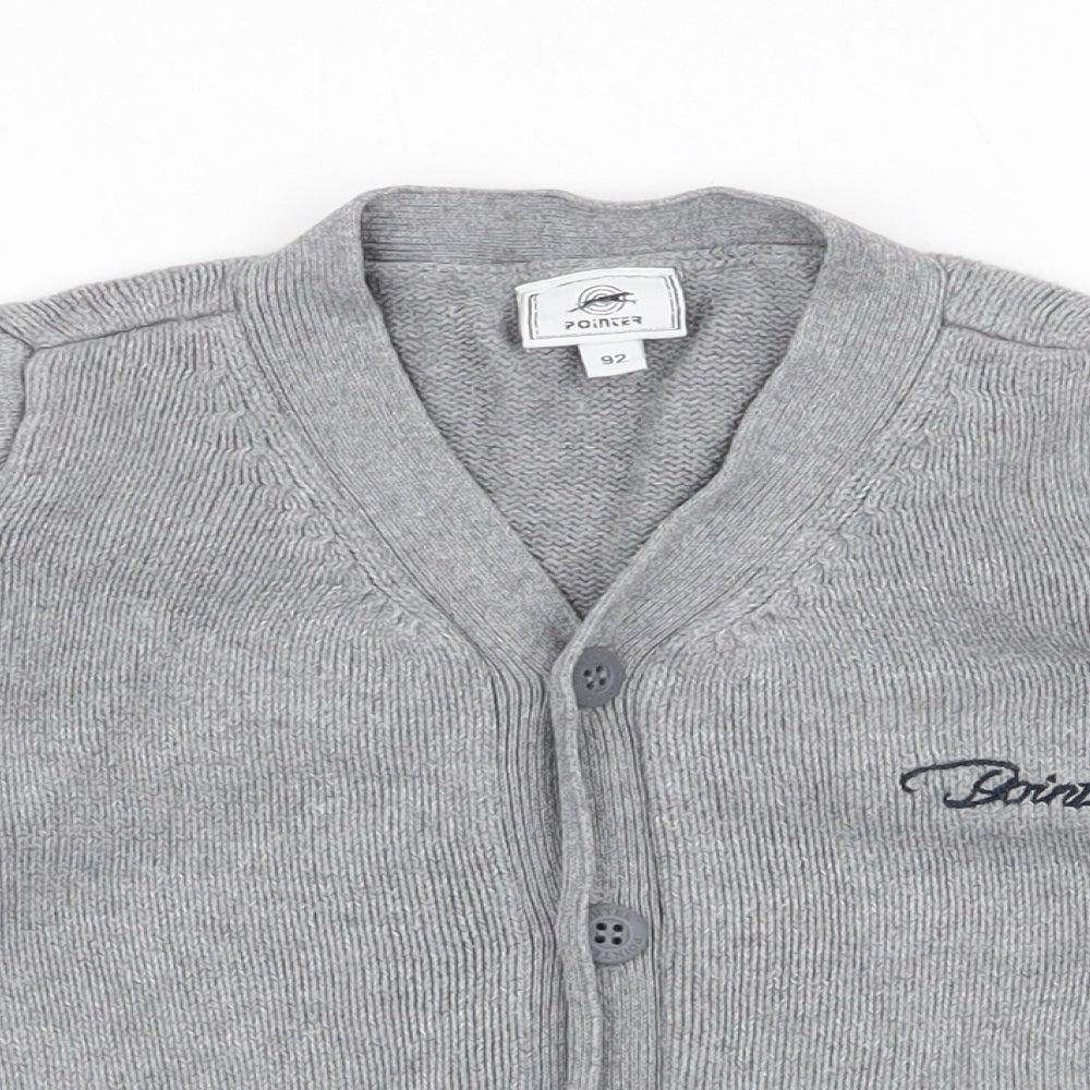 Pointer Boys Grey V-Neck  Polyester Cardigan Jumper Size 2 Years  Button