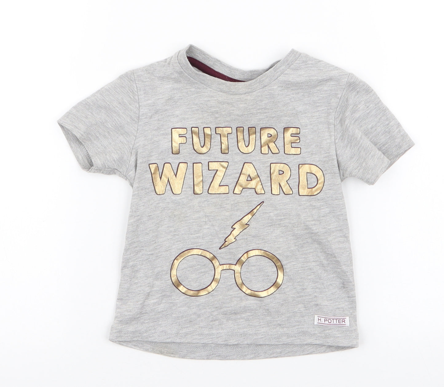 Harry Potter  Grey  Cotton Jersey T-Shirt Size 9-12 Months Round Neck Pullover - Future Wizard
