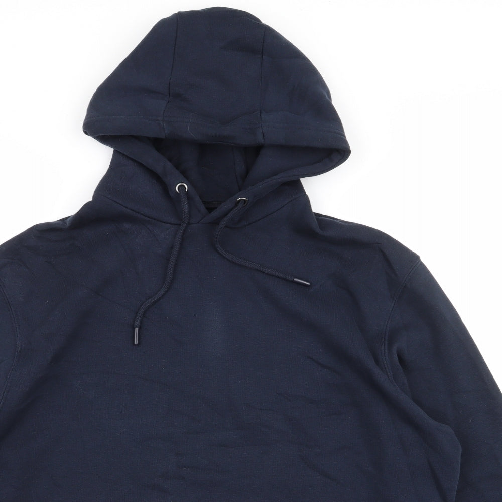 F&F Mens Blue  Cotton Pullover Hoodie Size L
