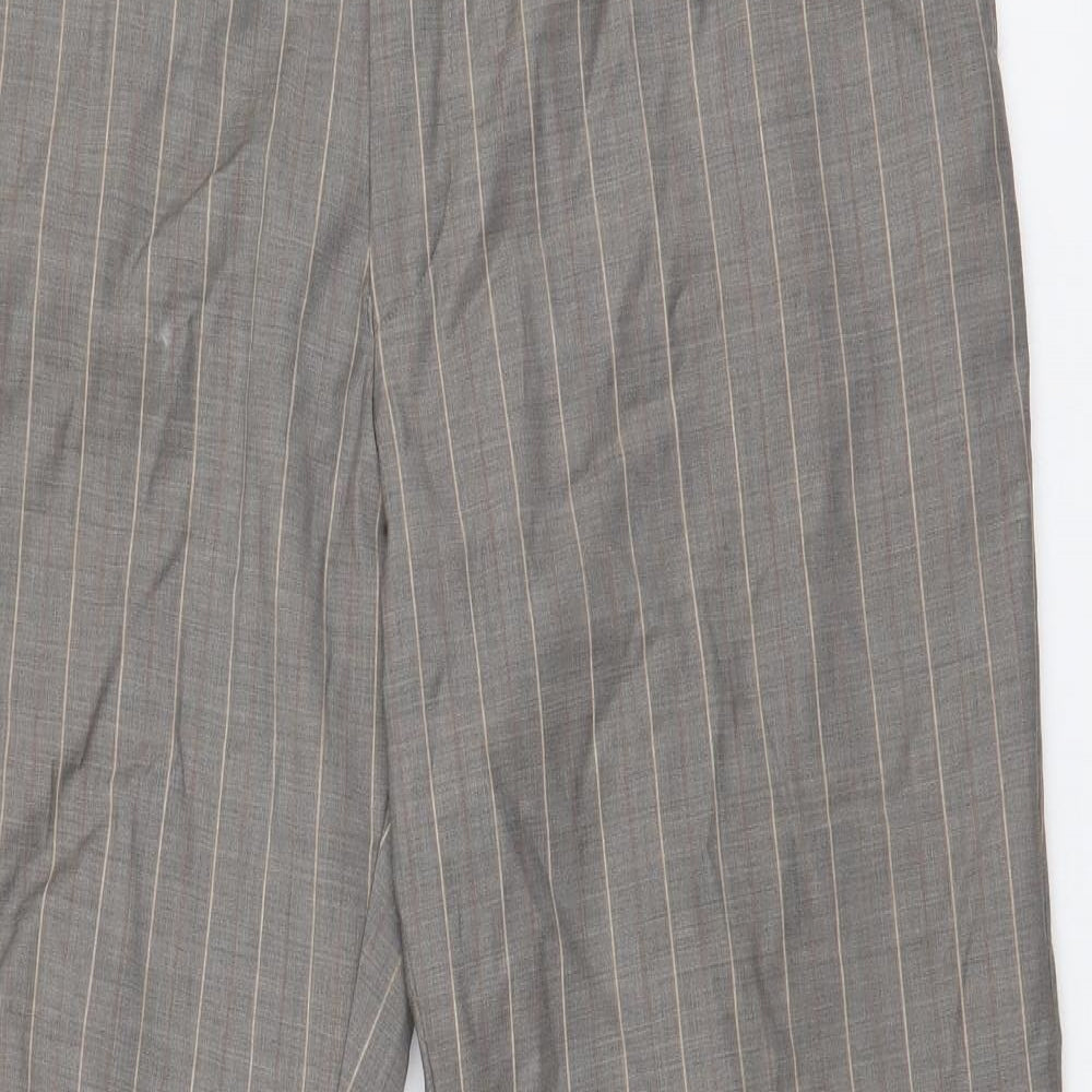 Preworn Mens Brown Striped Wool Trousers  Size 38 L30 in Regular Zip