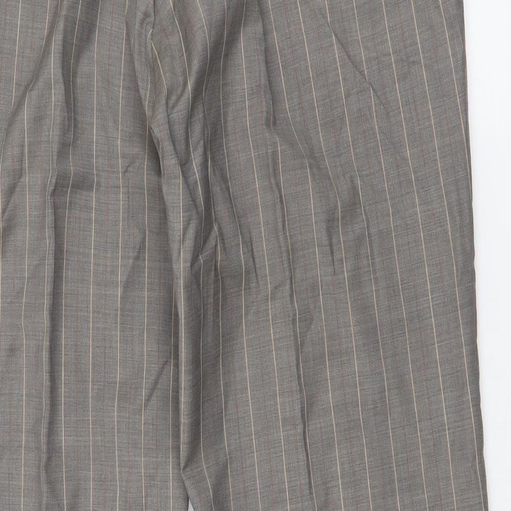 Preworn Mens Brown Striped Wool Trousers  Size 38 L30 in Regular Zip