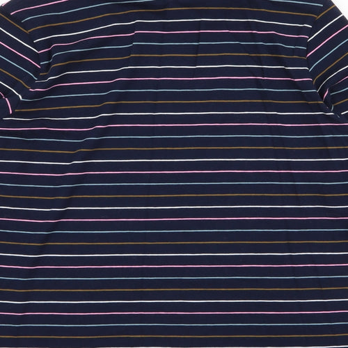Marks and Spencer Womens Blue Striped Cotton Jersey T-Shirt Size 16 High Neck