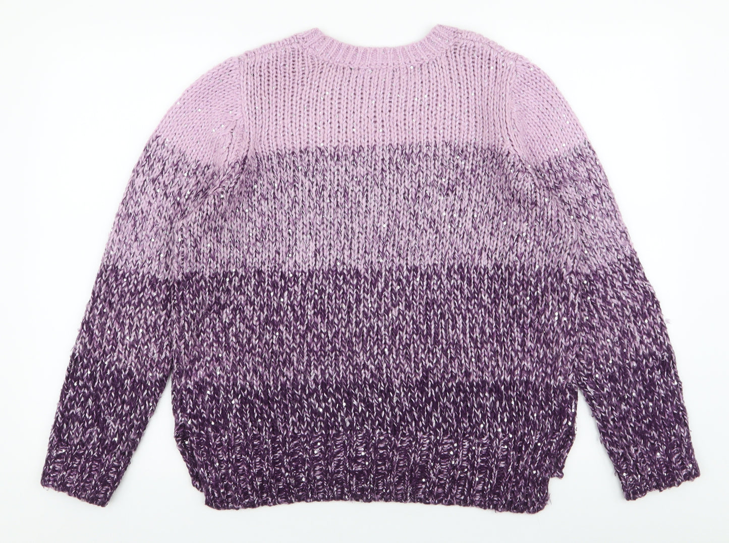 Marks and Spencer Womens Purple High Neck Striped Acrylic Pullover Jumper Size 12