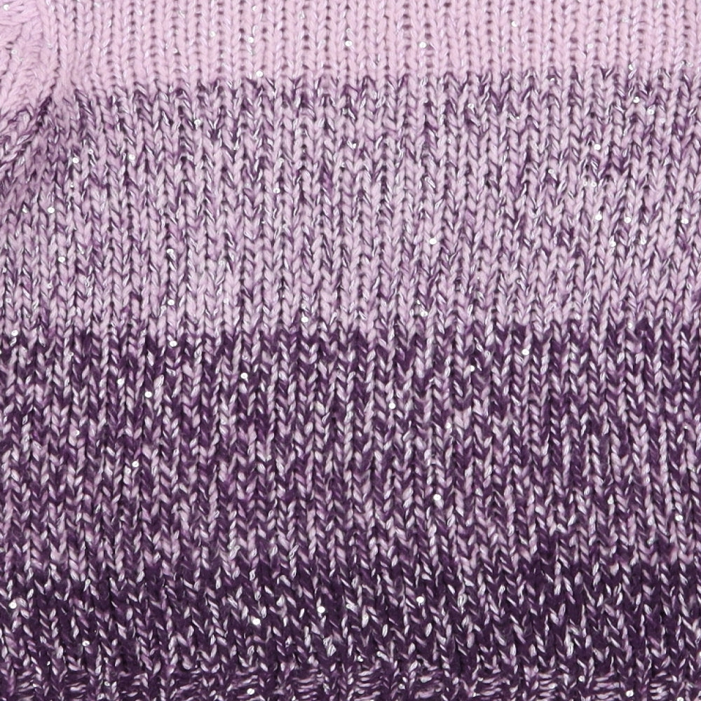 Marks and Spencer Womens Purple High Neck Striped Acrylic Pullover Jumper Size 12