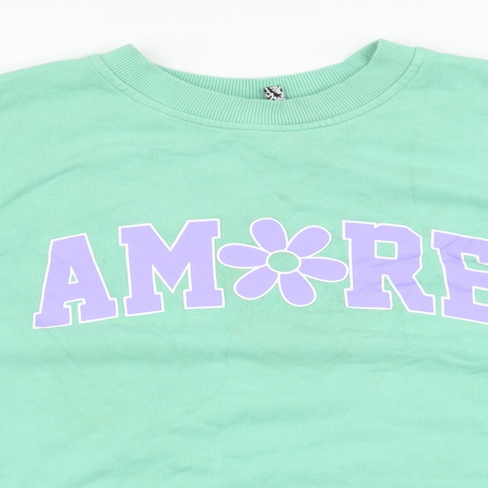 ASOS Womens Green  100% Cotton Pullover Sweatshirt Size 8  Pullover - Amore