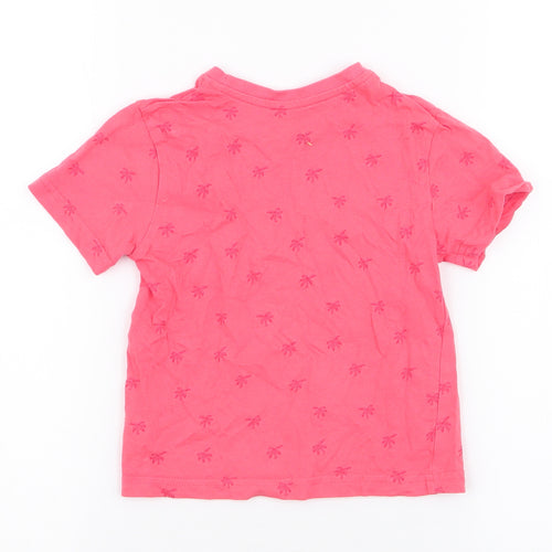 Primark Boys Pink  Polyester Jersey T-Shirt Size 2-3 Years Round Neck Pullover - Palm Trees